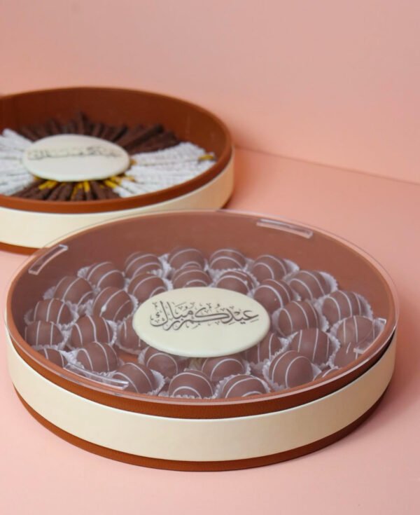 Brown Leather Round Tray 1 - Image 2