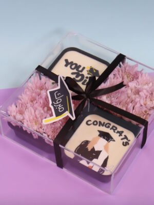 Acrylic Graduation box with flowers ( D1)
