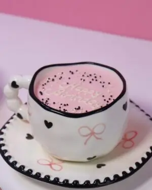Heart & Bow black & white mug