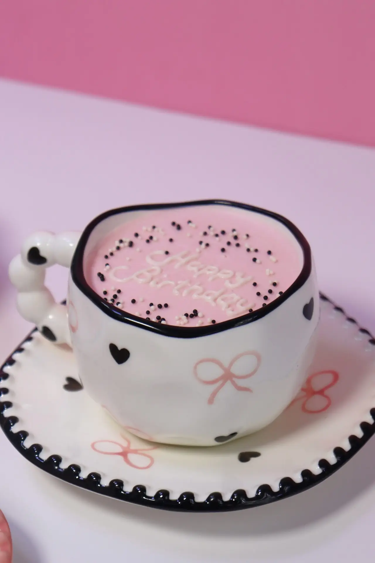 Heart & Bow black & white mug