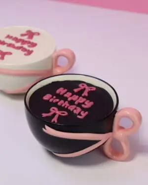 Black Mug pink Bow