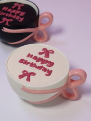 White Mug pink Bow