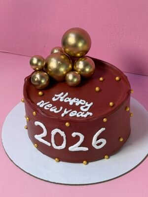 Happy new year maroon cake