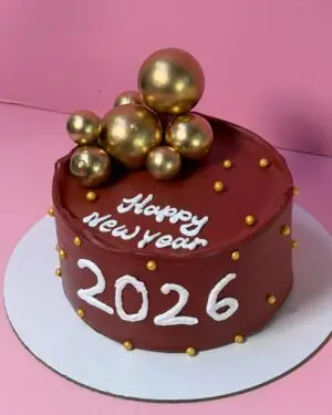 Happy new year maroon cake