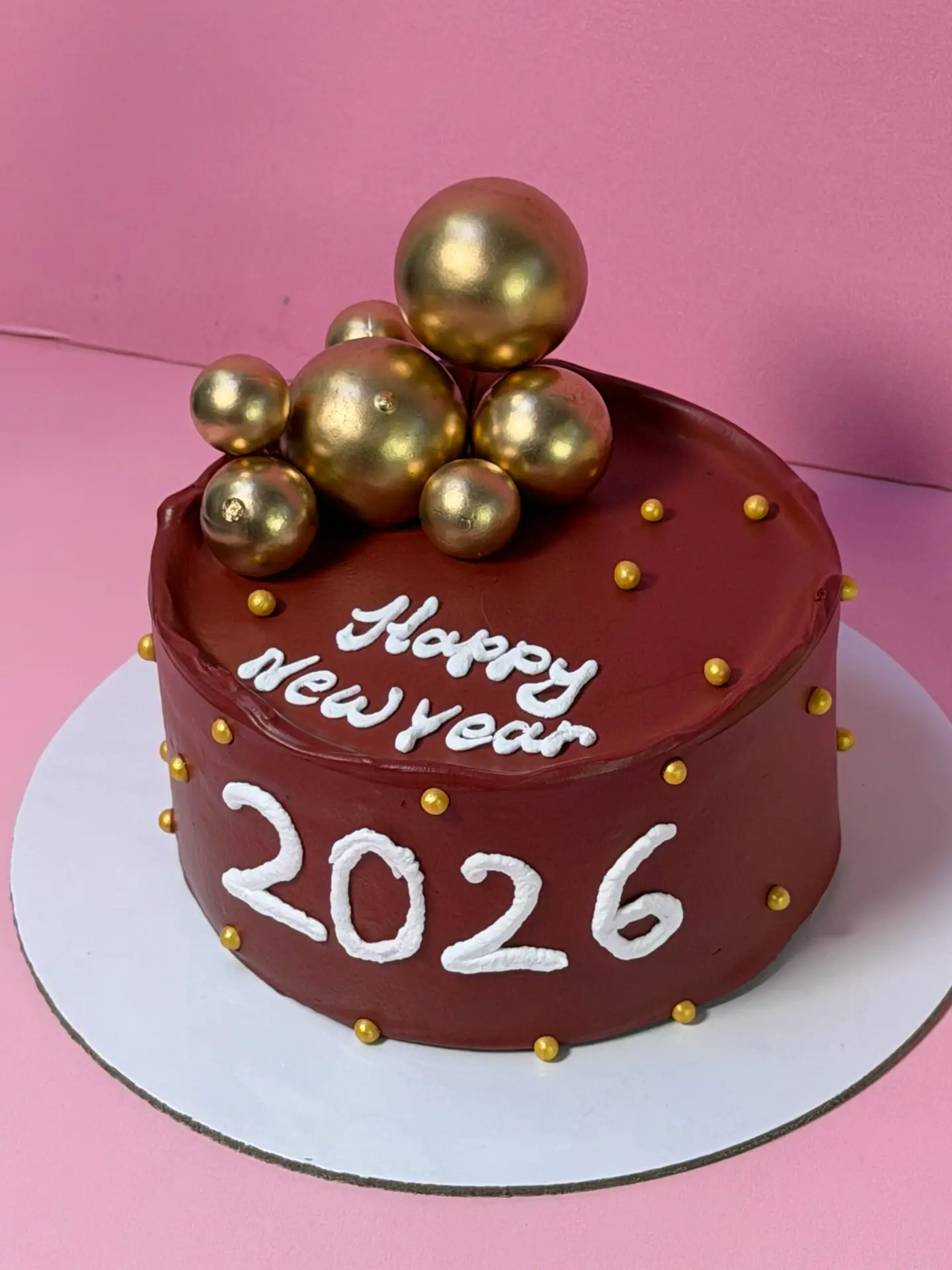 Happy new year maroon cake