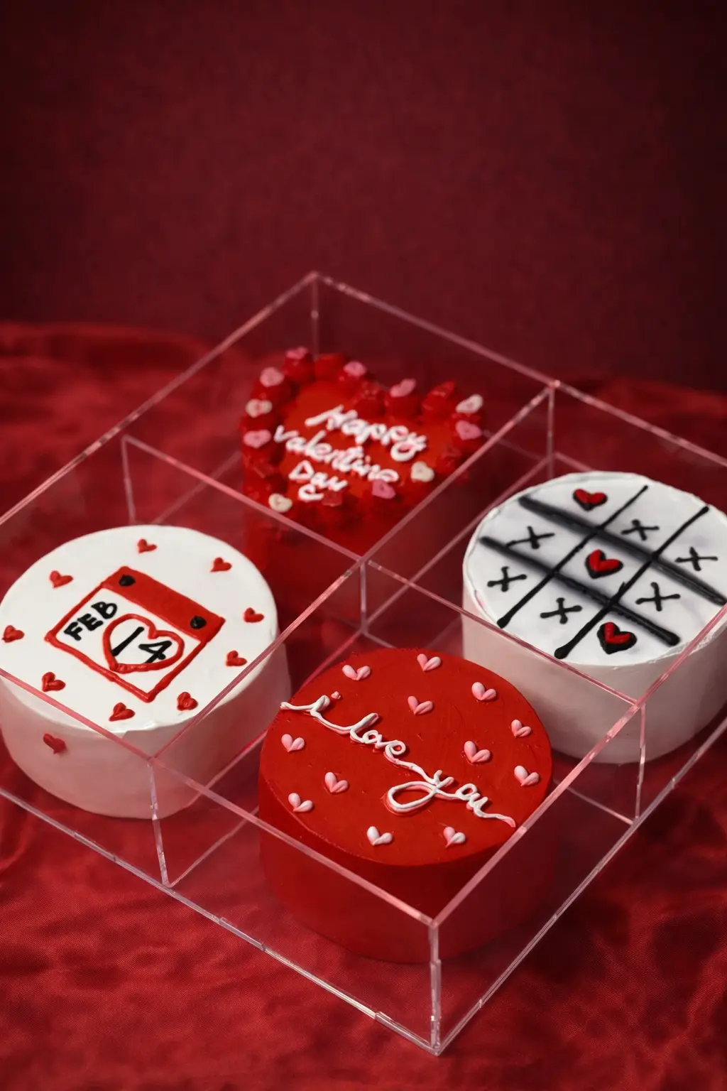 Valentines Acrylic box cakes