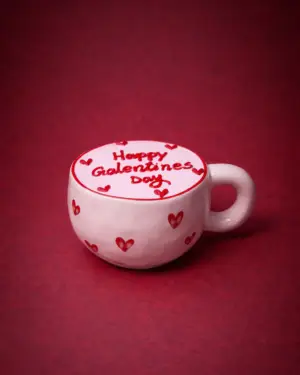 Valentines light pink cake mug – galentines design