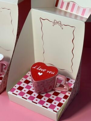 Valentines heart cake mug - I love you design