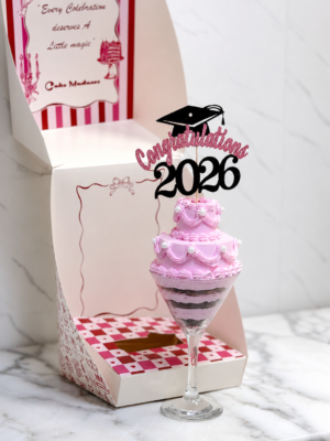 Graduation glass pink cake